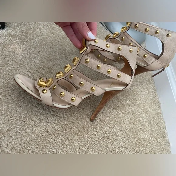 Giuseppe Zanotti Gold Studded Gladiator Heel Nude Size 39 - Picture 8 of 9